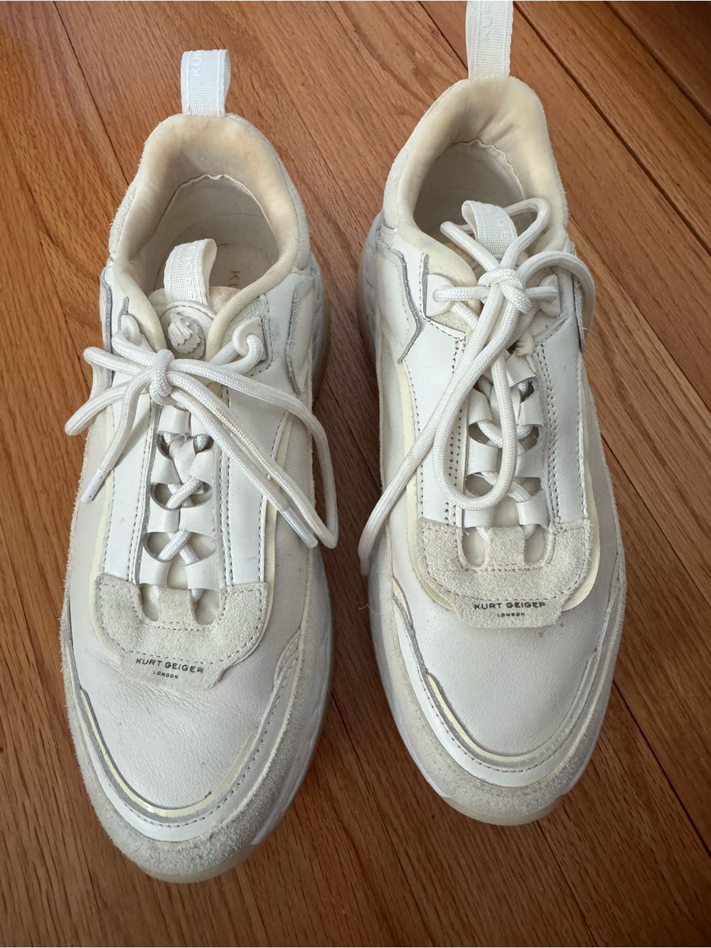 Kurt Geiger Kensington Pump
Women’s Off-White Leather & Suede Lace-Up Sneakers